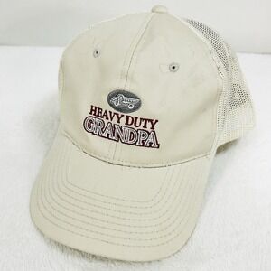 Heavy Duty Grandpa Trucker Wordmark Hat Cap Adjustable Snapback Beige Outdoors